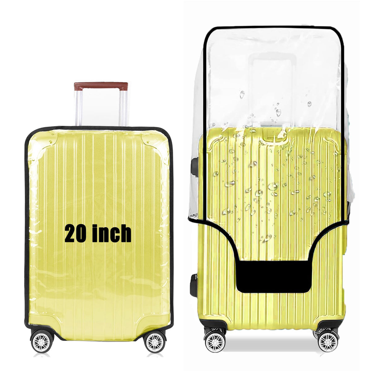28 Inch Waterproof Clear Suitcase Cover (Black Trim)