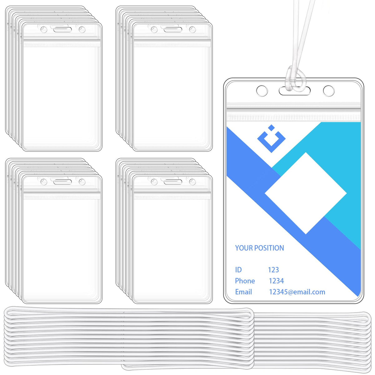 50 Pack Clear Plastic Luggage Tags and ID Card Holders