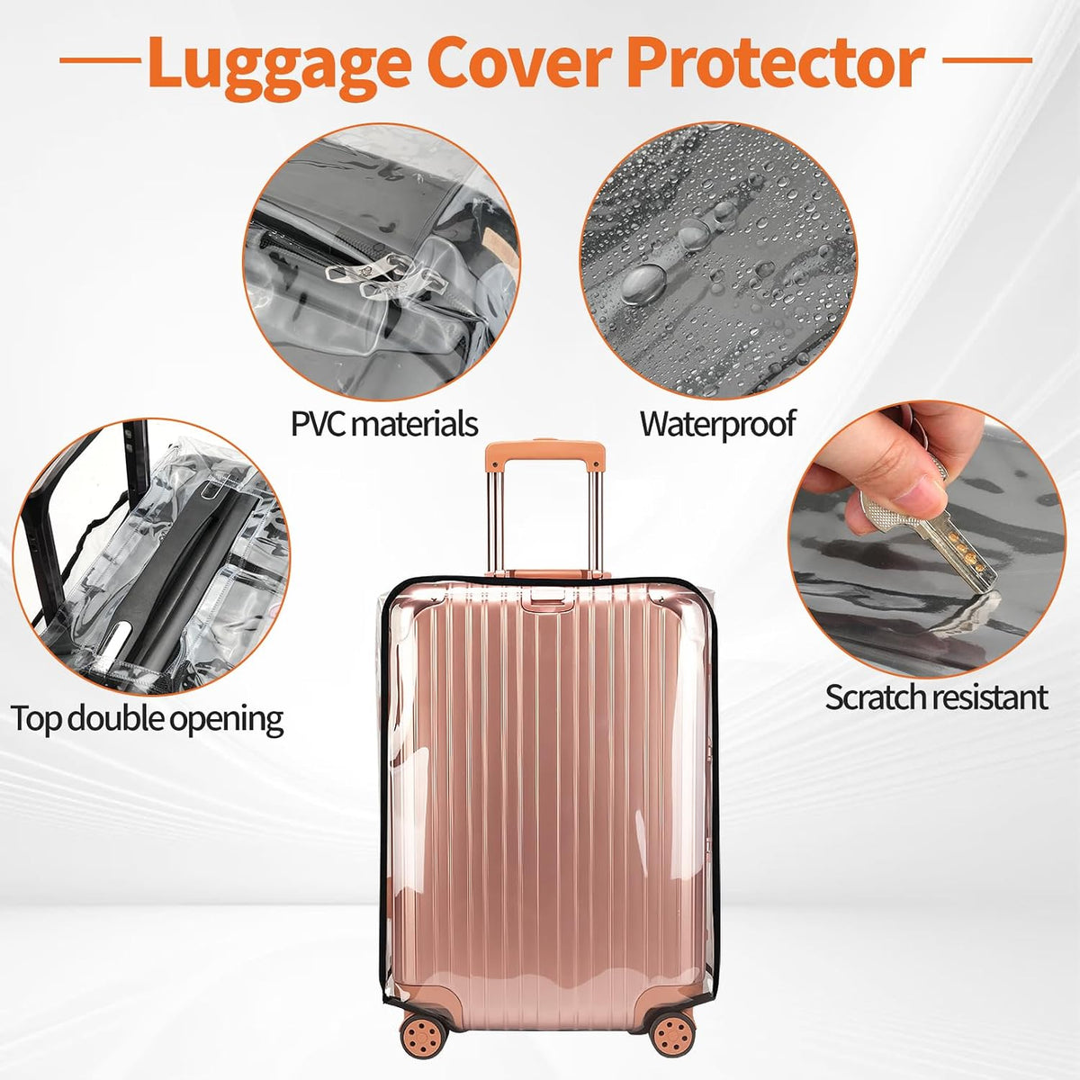 3Pcs Thicken Clear Luggage Cover Protector, 20" 24" 28" PVC Suitcase Covers