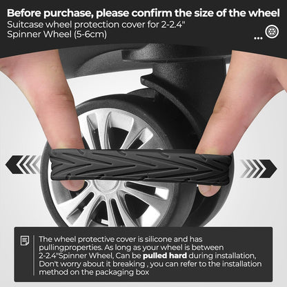 8Pcs Upgrade Luggage Wheel Covers, Travel Accessories (Black)