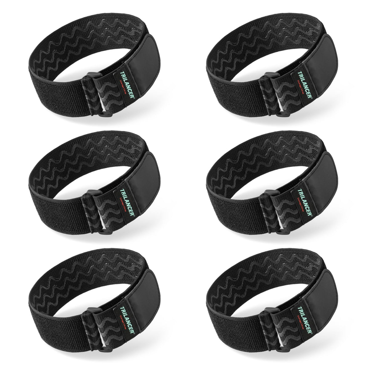 Trilancer Elastic Cinch Straps with Anti-Slip Strips, 12'' x 2'' (8 Pack)