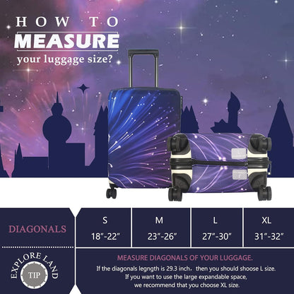 Explore Land Travel Luggage Cover Fits 23-26 inch Case (Fireworks, M)