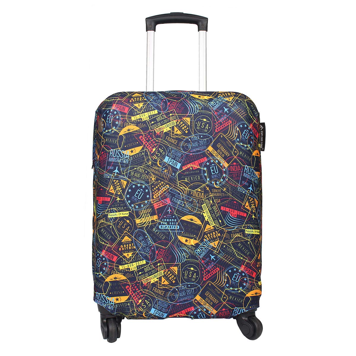 Explore Land Travel Luggage Cover Fits 23-26 inch Case (Fireworks, M)