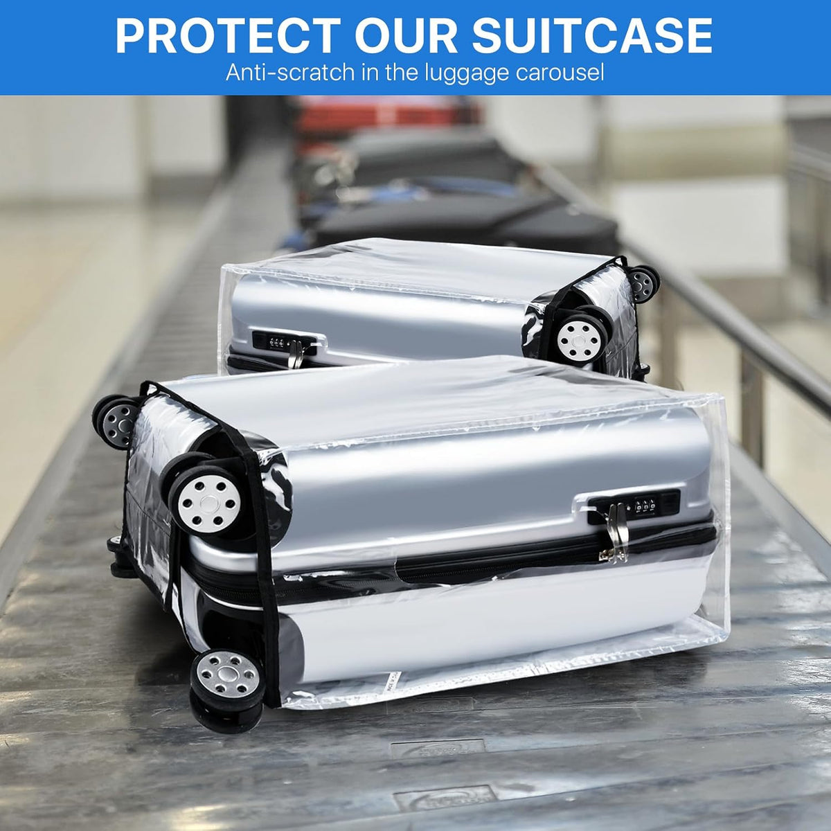4 Pieces Clear Luggage Cover for Suitcase, Waterproof PVC Luggage Cover Protector, Anti-scratch Suitcase Protective Cover for Travel (20", 22", 24", 28")