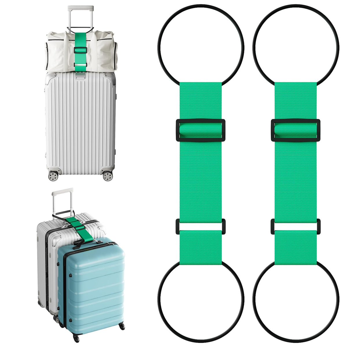 2 Pcs Luggage Connector Straps Bungee for Carry on Bag & Multiple Suitcases
