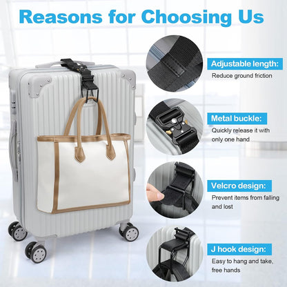 Luggage Hook Strap, Adjustable Luggage J Hook to Add a Bag Carry On