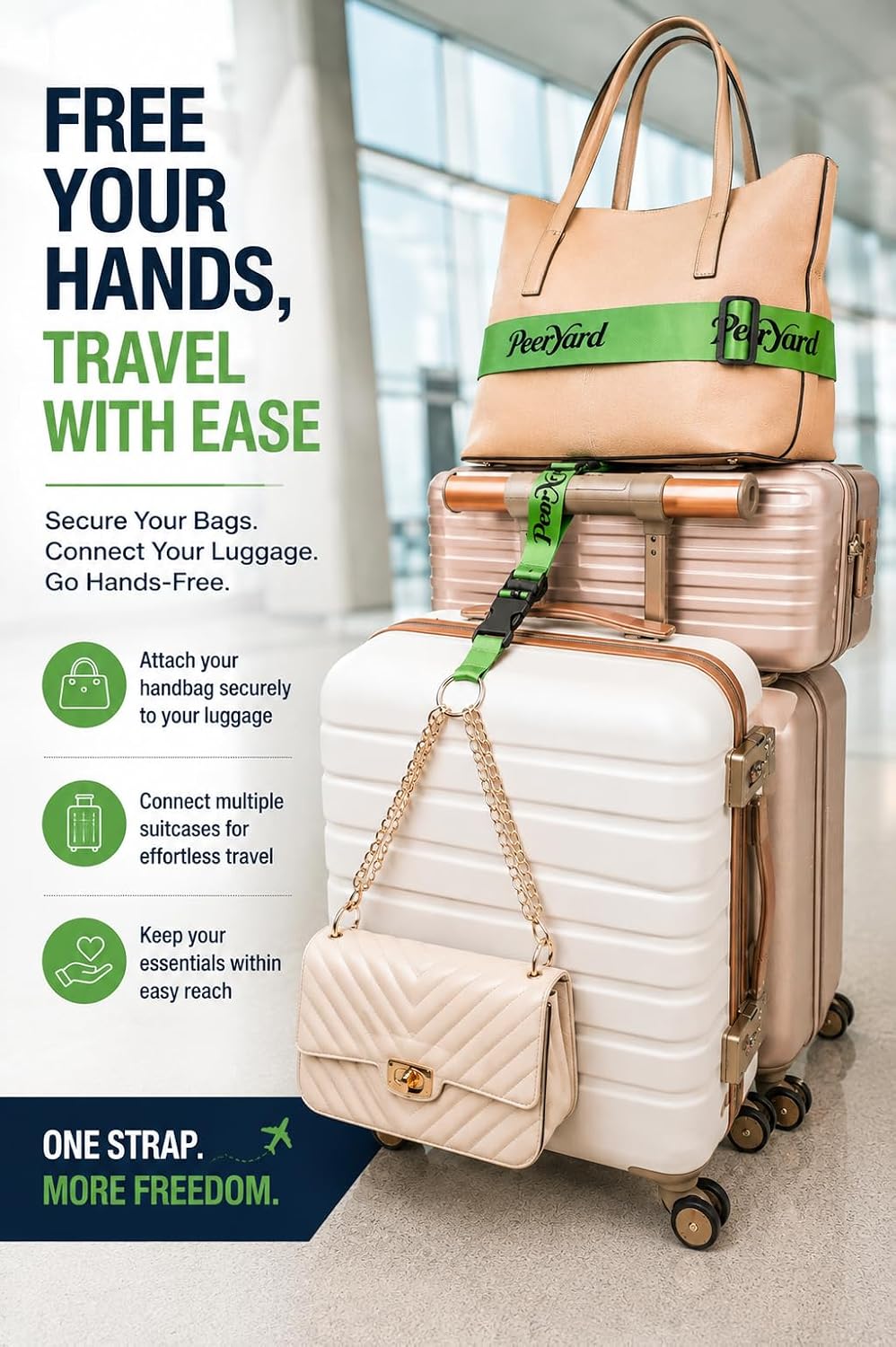 Luggage Strap for Suitcase Handle, Travel Belt with 2 Connector Straps 3 Pack
