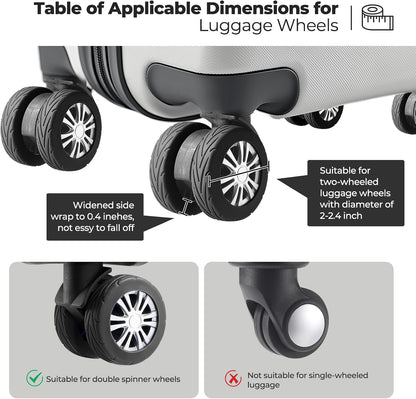 8Pcs Upgrade Luggage Wheel Covers, Travel Accessories (Black)