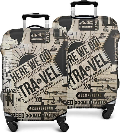 Travel Luggage Cover - Here we go Travel, Fit 25-28 Inch Luggage