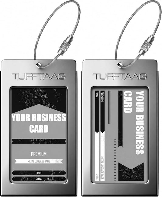 Luggage Tags Business Card Holder by TUFFTAAG - Durable Travel ID Bag Tag