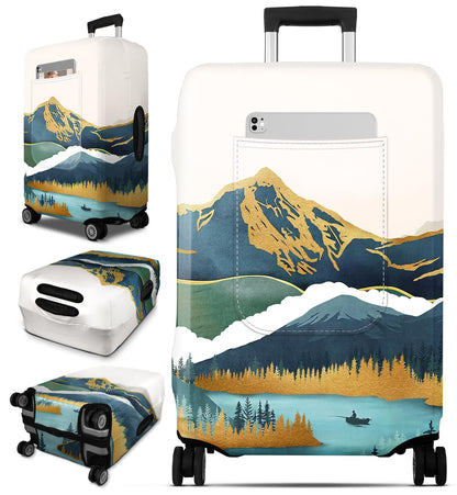Slohif Luggage Cover for Suitcase Tsa Approved Protector - Luggage Sleeve Large Suit Case Cover Travel Stretch Baggage Case Protective Washable Fit 24-27 Inch Black Tape M