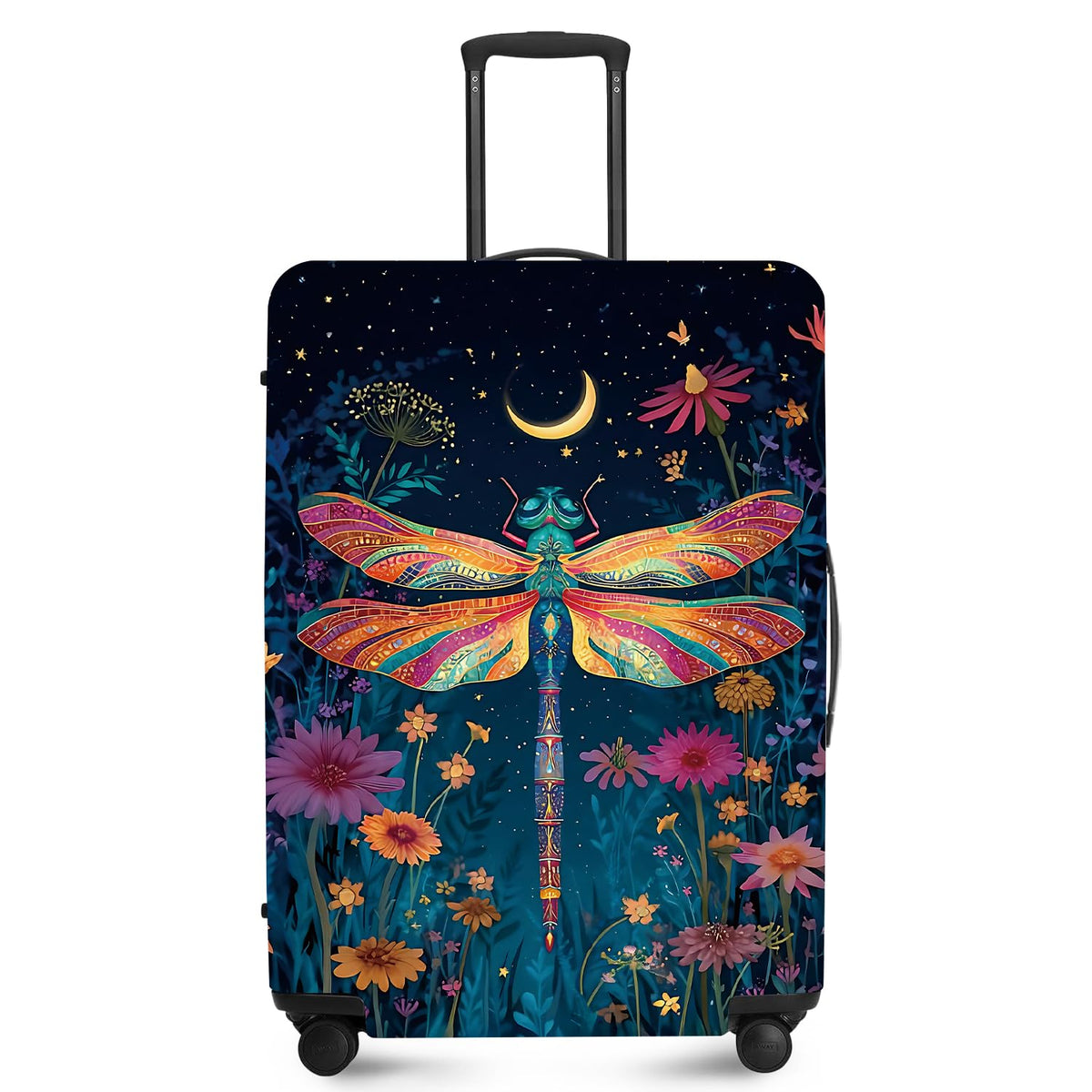 FOREVER QUEEN Blue Gold Luxury Marble Luggage Cover Suitcase Protector Suitcase Cover Anti-Scratch,Stretchable Bag Cover Washable Durable Polyester