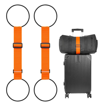 BILIONE Adjustable Luggage Connector Straps for Suitcases 2-Pack (Black)
