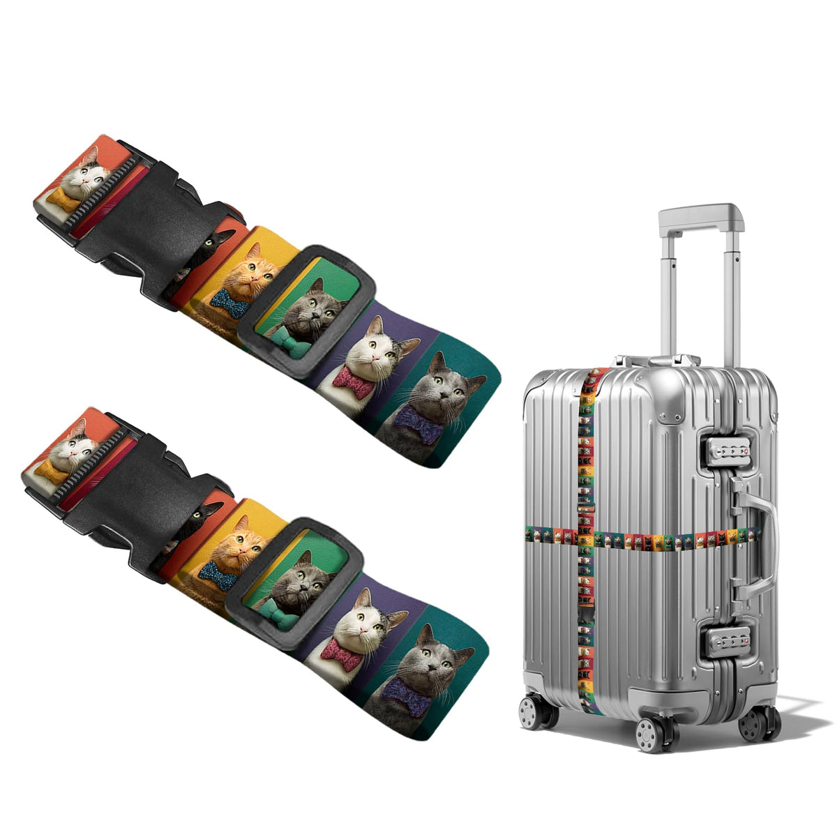 Nuxovilar Luggage Straps of 2 Set Blue Gold Fluid Art Pattern 1.96x90.5in