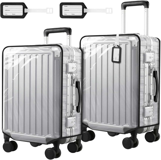 2 Pack 30 Inch Clear PVC Suitcase Cover Protectors Transparent Waterproof Dustproof and Anti-Scratch for Wheeled Luggage Travel