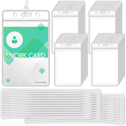 50 Pack Clear Plastic Luggage Tags and ID Card Holders