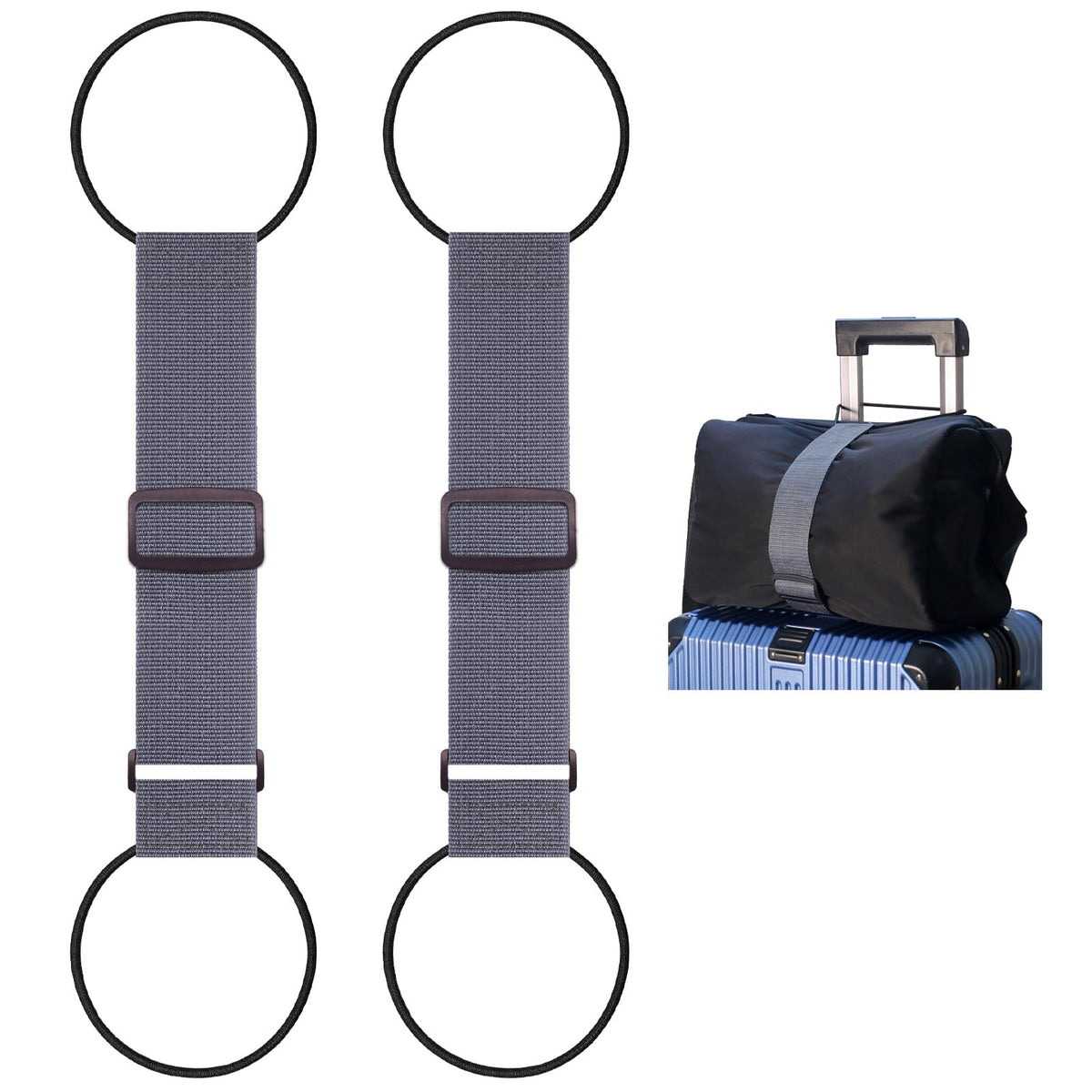 2 Pack Multi Use Strong Adjustable Luggage Connector Straps for Suitcases