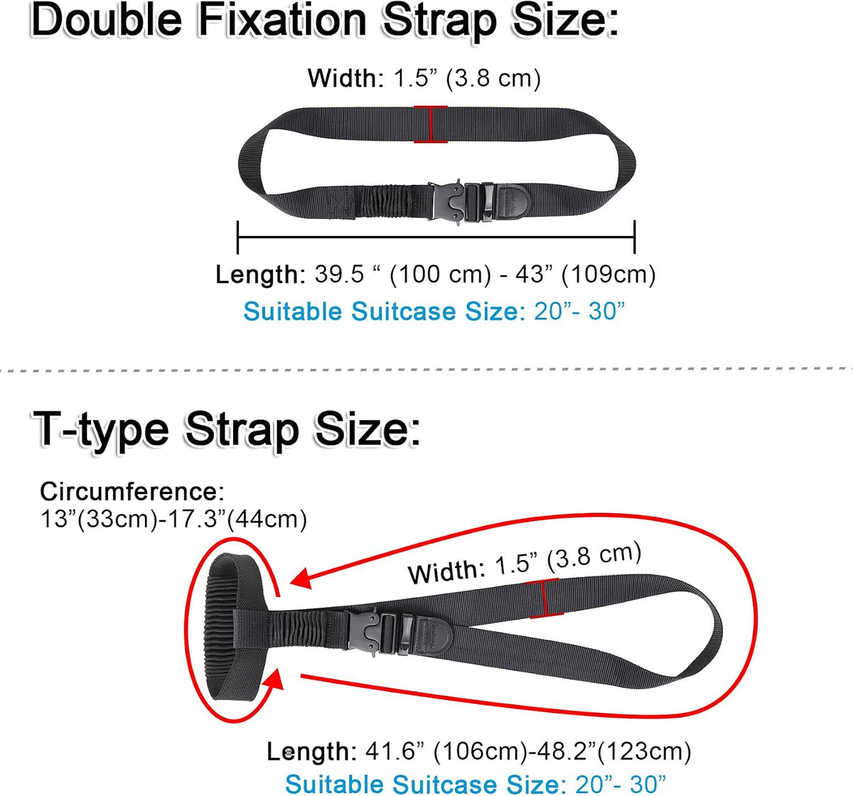 Vigorport Luggage Straps, Stretchable Luggage Connector Strap for Suitcase
