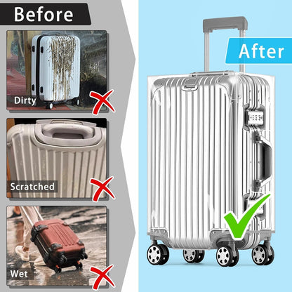 Yotako 3 Pieces Clear PVC Suitcase Cover Tough Protector, 20" 24" 28" Luggage Covers for Wheeled Suitcase