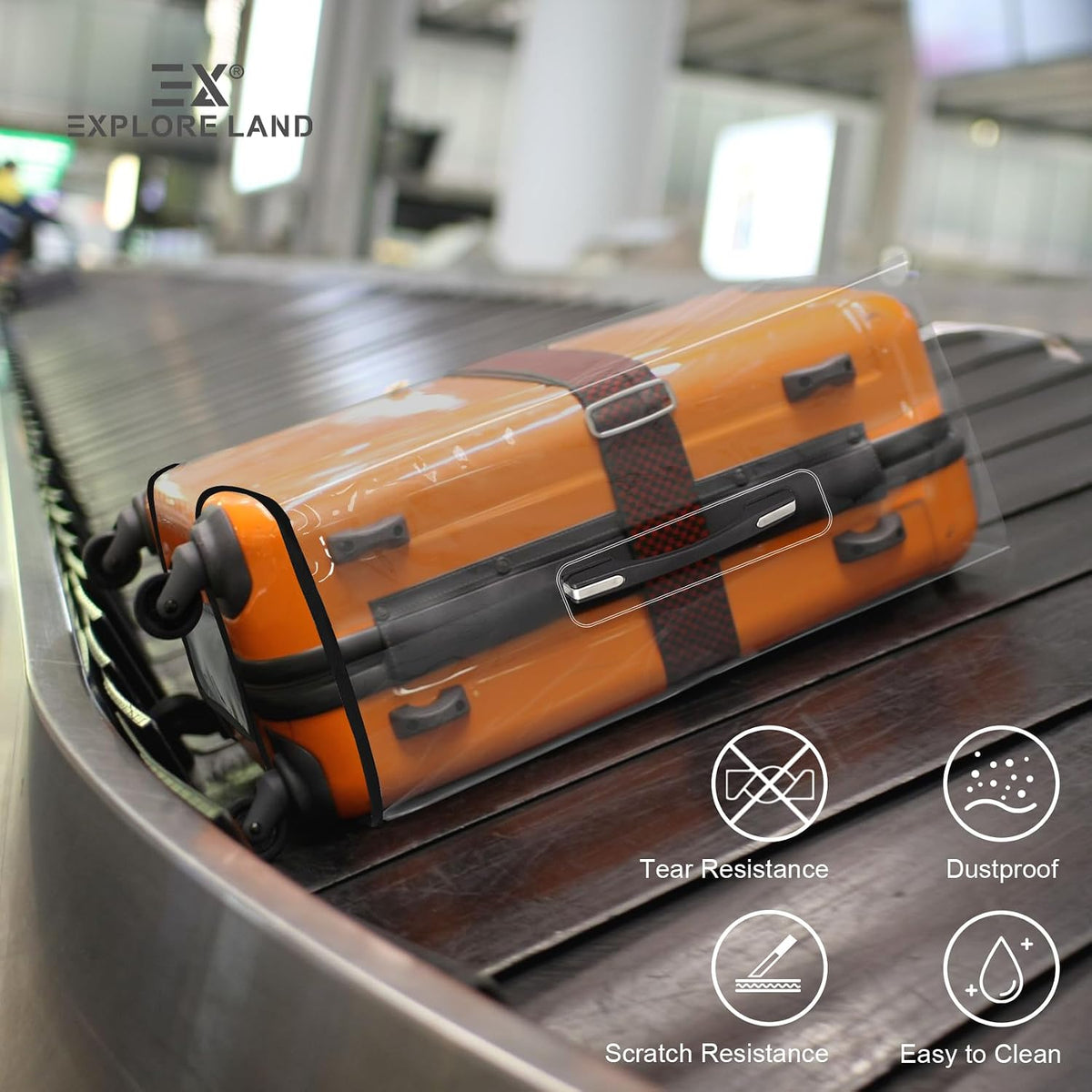 Explore Land Clear PVC Suitcase Cover Protector, XL