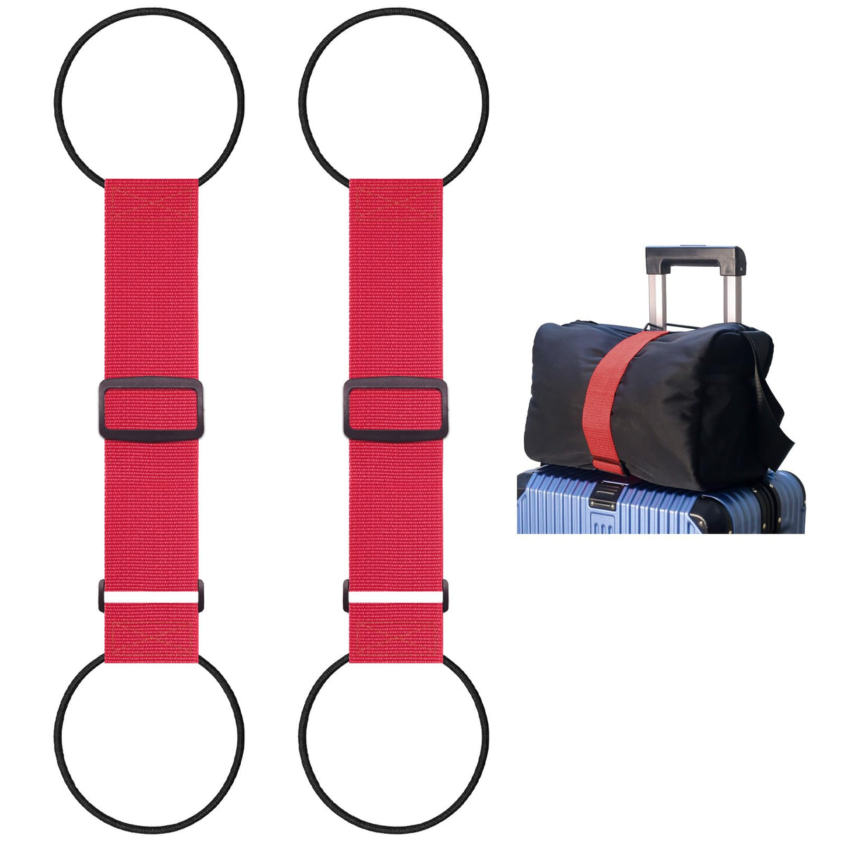 2 Pack Multi Use Strong Adjustable Luggage Connector Straps for Suitcases