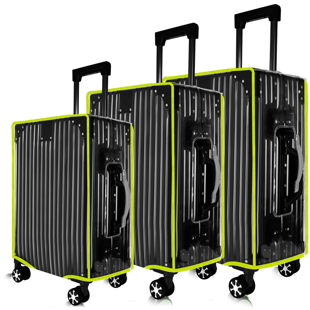 3 Pieces Thicken Clear Luggage Cover Protector, 20" 24" 28" PVC Luggage Covers for Suitcase Waterproof Dustproof Anti-scratch Travel Suitcase Covers Case for Wheeled Luggage