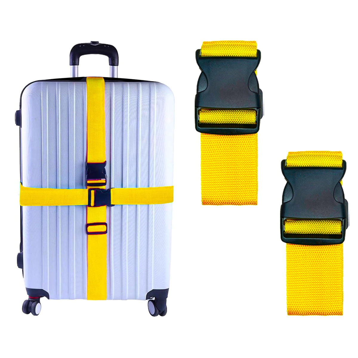 2 Pack Suitcase Belts, Adjustable Luggage Straps, Bright Colors Travel Packing Straps with Quick Release Buckle (Pink)