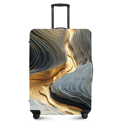 FOREVER QUEEN Blue Gold Luxury Marble Luggage Cover Suitcase Protector Suitcase Cover Anti-Scratch,Stretchable Bag Cover Washable Durable Polyester