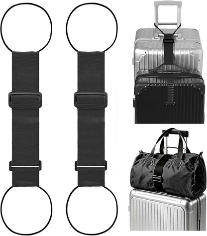 ZHEXI Luggage Straps for Suitcases, Connect Two Packages for Travel（Black）