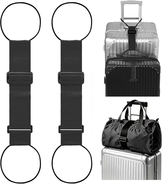 ZHEXI Luggage Straps for Suitcases, Connect Two Packages for Travel（Black）