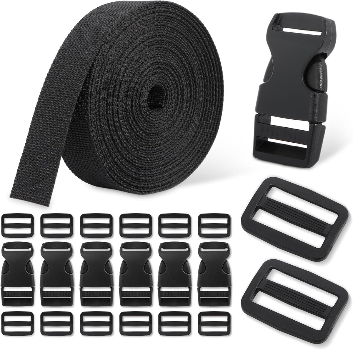 1-Inch Buckle and Strap Kit, 6-Yard Polyester Webbing, 6 Buckles