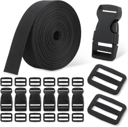 1-Inch Buckle and Strap Kit, 6-Yard Polyester Webbing, 6 Buckles
