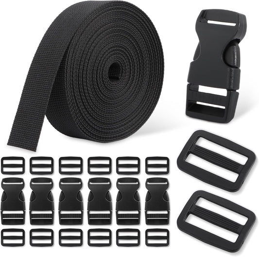 1-Inch Buckle and Strap Kit, 6-Yard Polyester Webbing, 6 Buckles