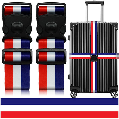 2 Pack Luggage Straps for Suitcases, Adjustable Travel Belt with Double Lock and Quick Release Buckle, Heavy Duty Nylon Bag Packing Strap, Bright Identifiers Business Travel Accessories-Colorful Block