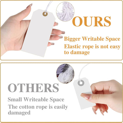 White Tags with String Attached,200 Pcs Large Marking Tags Paper