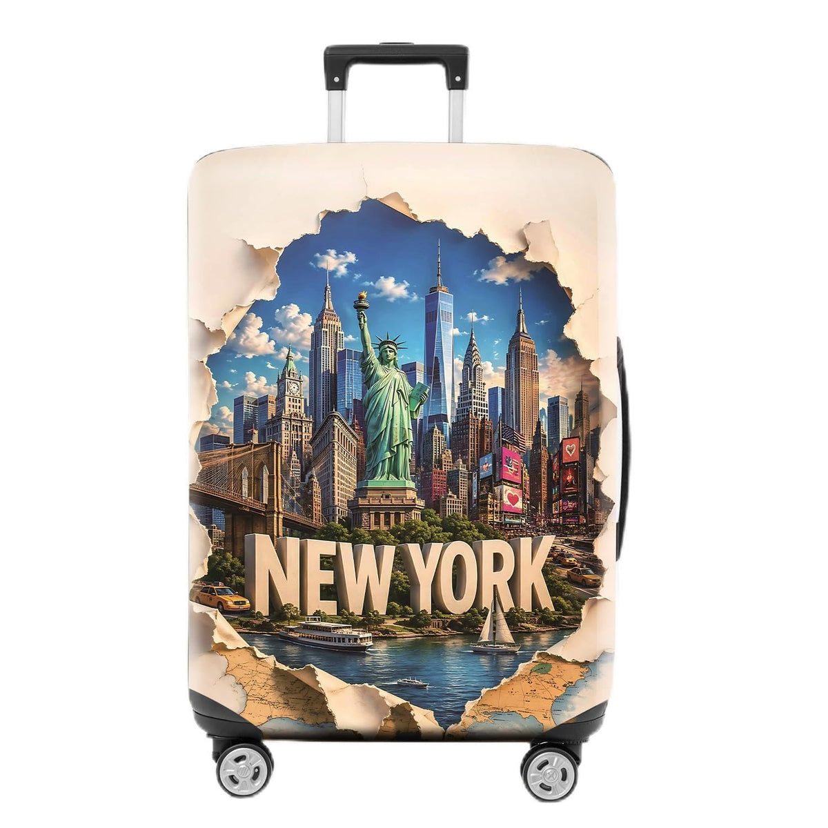 Colorful Geometric Luggage Cover, Abstract Suitcase Protector