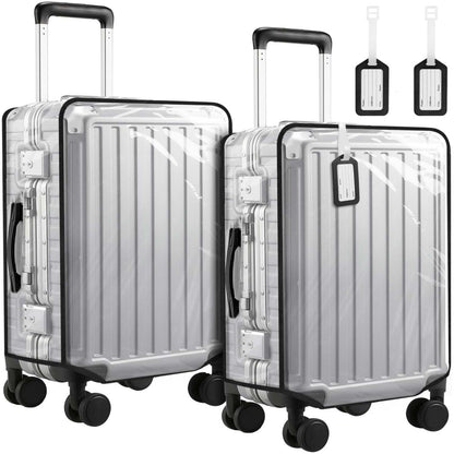 2 Pack 30 Inch Clear PVC Suitcase Cover Protectors Transparent Waterproof Dustproof and Anti-Scratch for Wheeled Luggage Travel