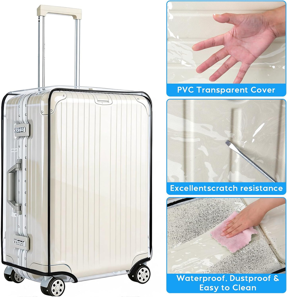 Yotako Clear PVC Suitcase Cover Protectors 30 Inch Luggage Cover Protectors for Wheeled Suitcase 30''