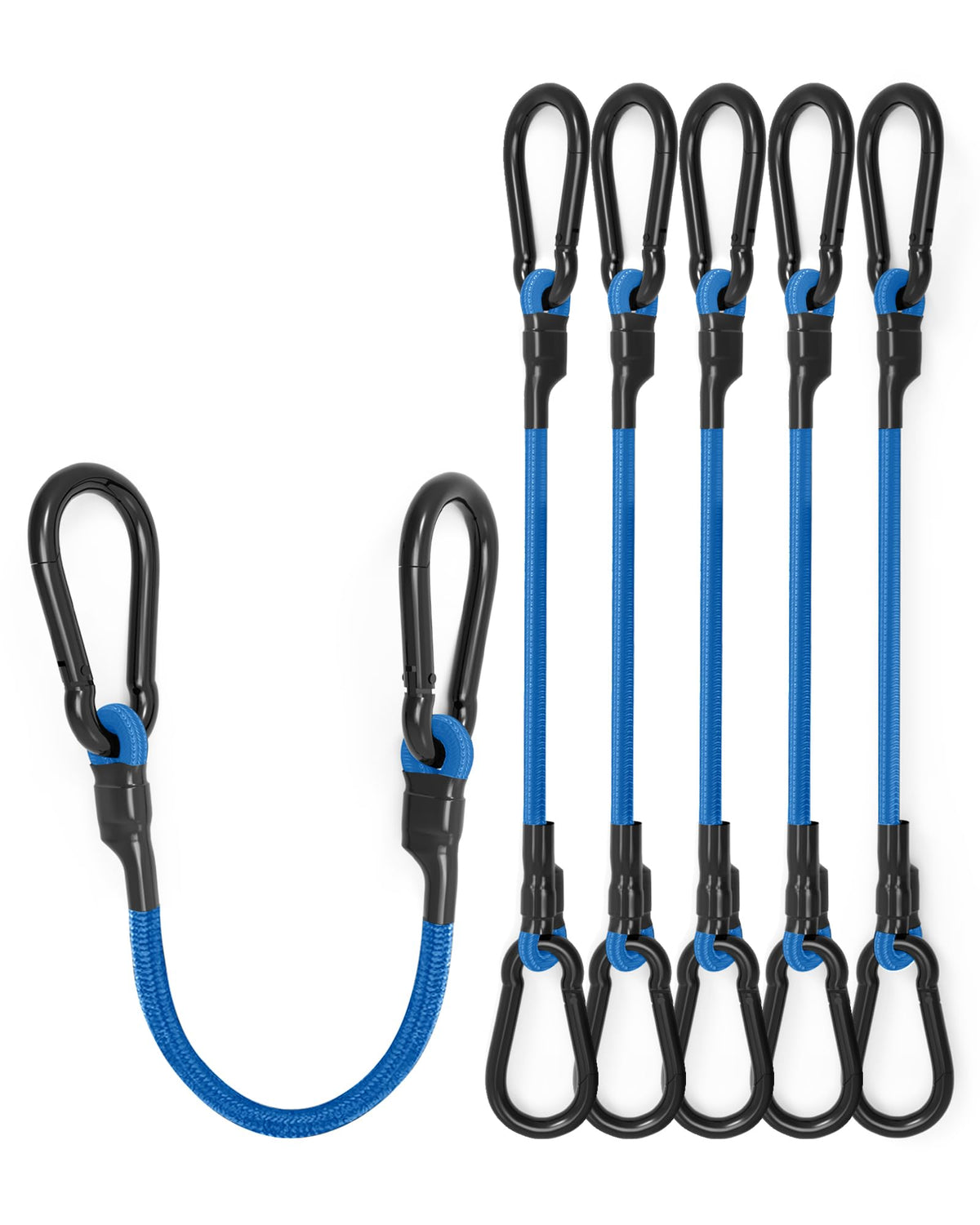 8 Pack 24" Carabiner Bungee Cords Heavy Duty Outdoor, 190 Lb Break Strength
