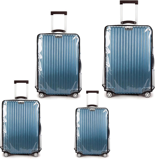 4 Pieces Clear Luggage Cover PVC Suitcase Protector Waterproof Cover for Luggage Spinner Wheels Suitcase (20 Inches, 24 Inches, 28 Inches, 30 Inches)