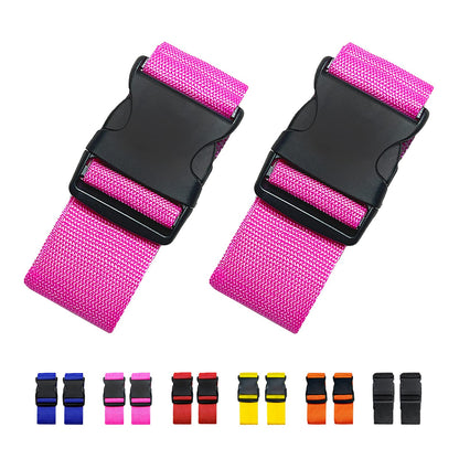 2 Pack Suitcase Straps, Bright Color Adjustable Luggage Belts, TSA Approved (Black)