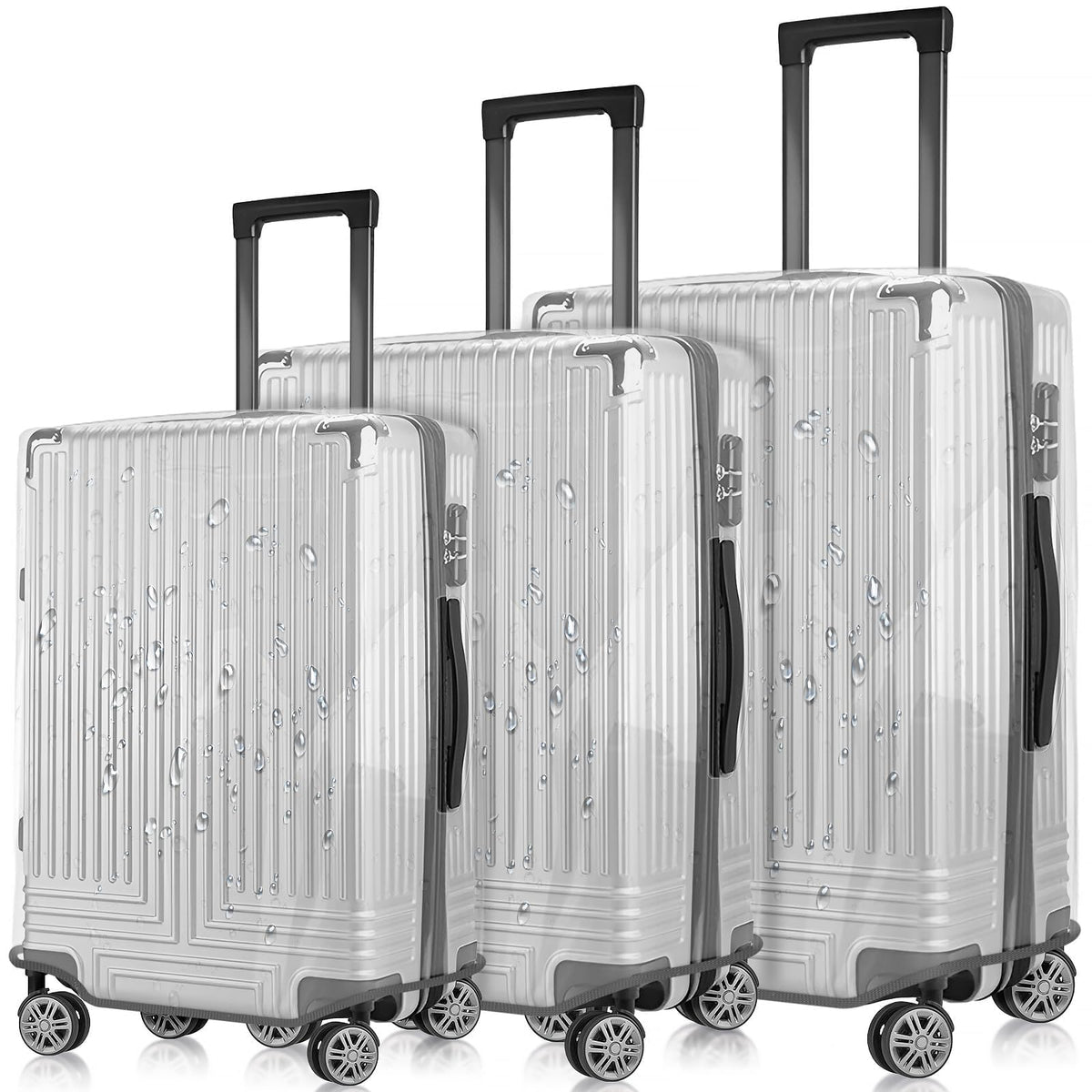 28 Inch Waterproof Clear Suitcase Cover (Black Trim)