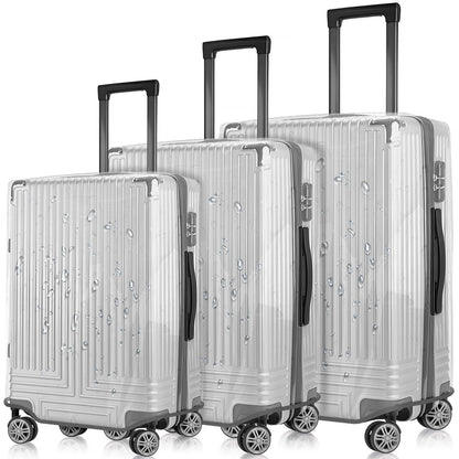 28 Inch Waterproof Clear Suitcase Cover (Black Trim)