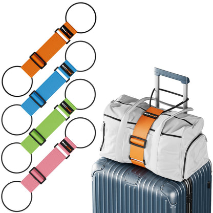 BILIONE 4 Pack Adjustable Elastic Luggage Connector Straps for Suitcases
