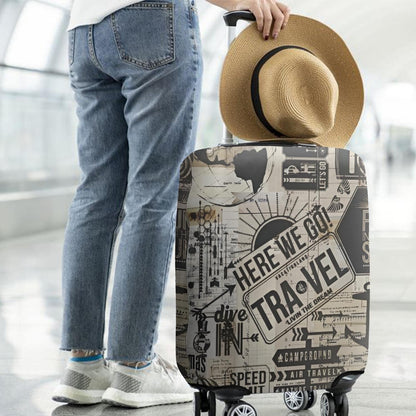 Travel Luggage Cover - Here we go Travel, Fit 25-28 Inch Luggage