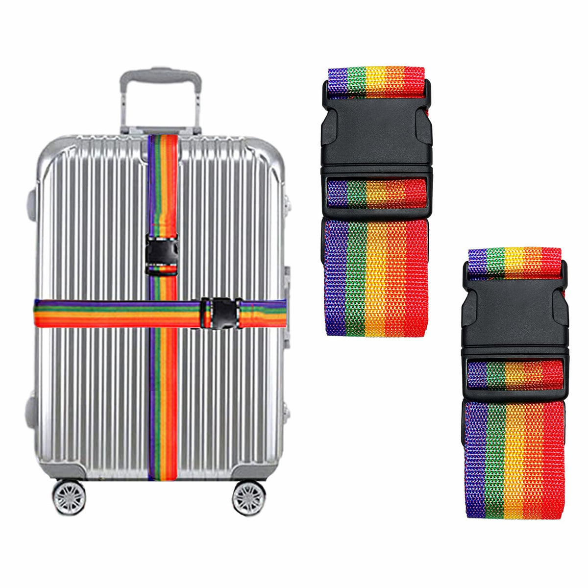 2 Pack Suitcase Belts, Adjustable Luggage Straps, Bright Colors Travel Packing Straps with Quick Release Buckle (Pink)