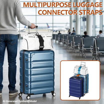 BILIONE 4 Pack Adjustable Elastic Luggage Connector Straps for Suitcases