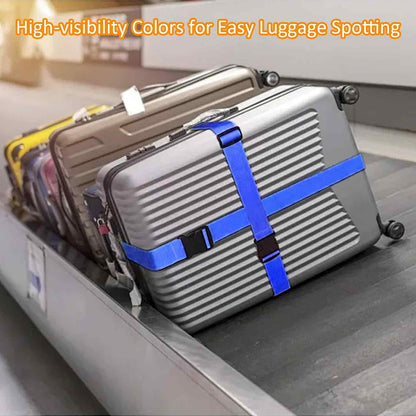 4 Pack Blue Luggage Straps, Adjustable Travel Belt for Suitcases, Secure Buckle Suitcase Accessories