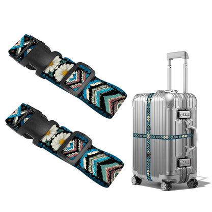 Nuxovilar Luggage Straps of 2 Set Blue Gold Fluid Art Pattern 1.96x90.5in