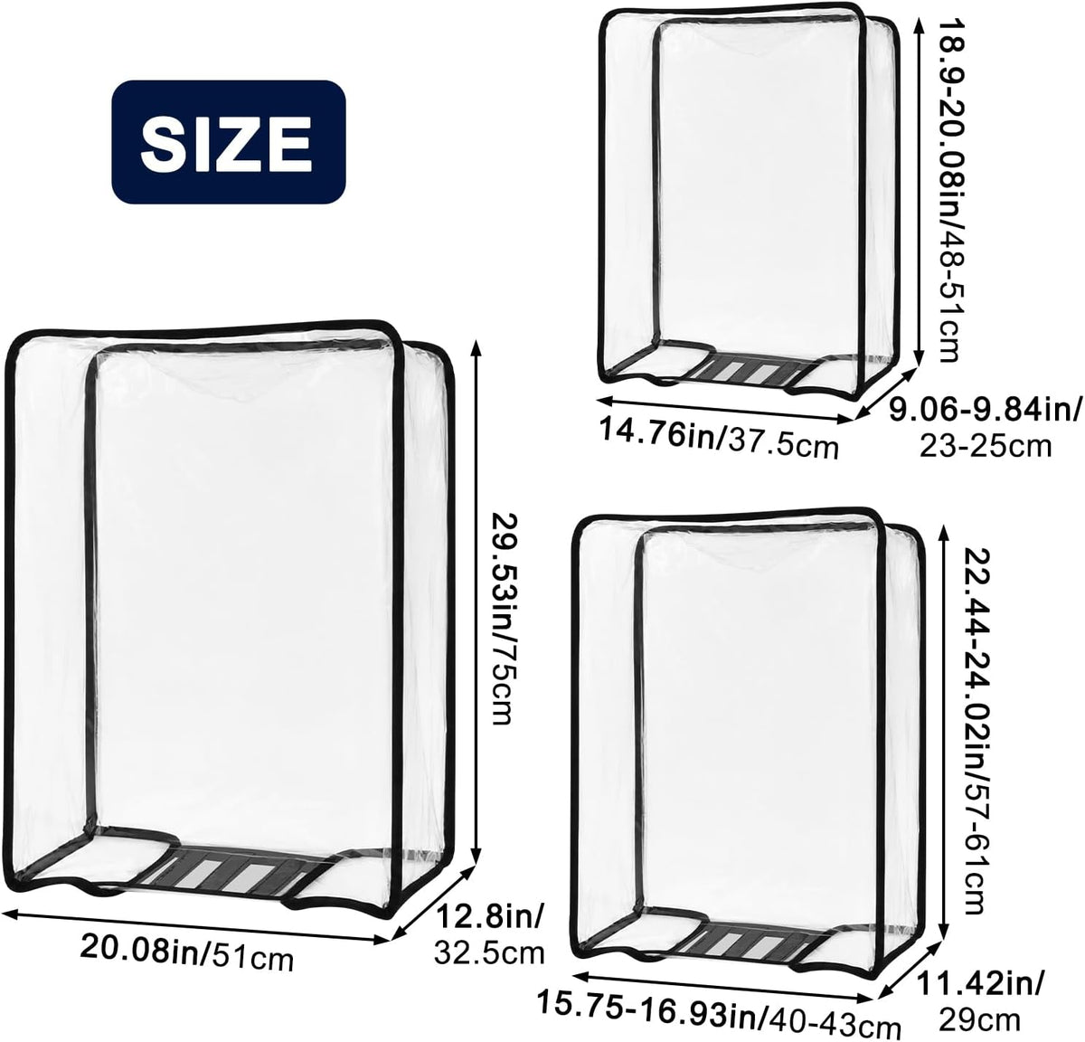 Thicken Clear Luggage Cover Protector, 3 Pieces, 20" 24" 28"